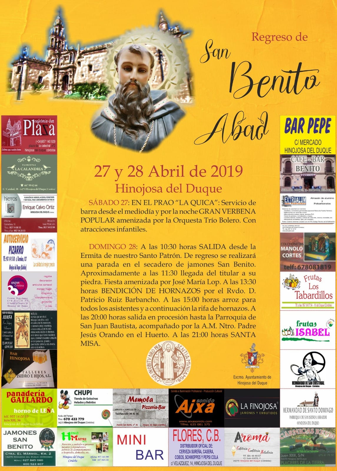 Cartel de Despedida de honor y Romería a San Benito abad 2019